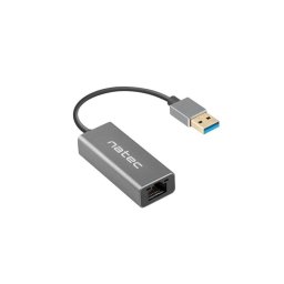 Adaptador USB a Ethernet Natec Cricket USB 3.2 Gen 1 Type-A 100/1000 Mbit/s Aluminio Negro