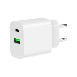 Cargador USB Gembird TA-UC-PDQC20-01-W 2 Puertos 20W QC 3.0 PD Protección Inteligente Blanco