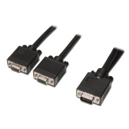 Cable SVGA AISENS A113-0081 0.45m HDB15 Macho a 2 HDB15 Hembra Duplicador Y Apantallado Negro