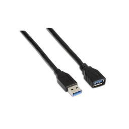 Cable USB 3.0 Extensión AISENS A105-0041 1m Negro Apantallado 5Gbps 9W RoHS