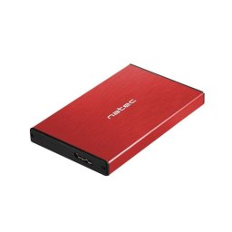 Carcasa 2.5" SATA III Natec Rhino GO Rojo Soporta 2TB MicroUSB Alta Velocidad