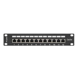 Patch Panel Lanberg PPF5-9012-B RJ-45 Cat5/Cat5e 1U 12 Puertos Negro Metal Bastidor