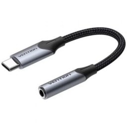 Adaptador USB-C Vention BGJHA Jack 3.5mm Gris Aluminio 10cm Hi-Fi Audio