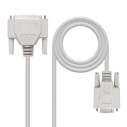Cable Serie Nanocable 10.14.0802 DB9 Hembra - DB25 Macho 1.8m Beige Null Modem RS232 RoHS