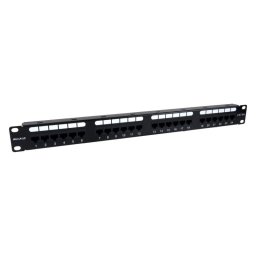 Patch Panel Phasak PU 2421 24 Puertos Cat.6A UTP RJ45 Dual 1U 19" Rack Aluminio Negro