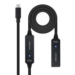 Cable USB-C Nanocable 10.01.1312 10m Prolongador USB 3.2 Gen1 con Amplificador Negro
