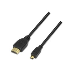 Cable Micro HDMI AISENS A119-0116 0.8m Alta velocidad Oro 3D Ethernet Negro