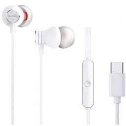Auriculares Aiwa con cable USB Tipo-C, micrófono, HyperBass, color blanco, intrauditivos