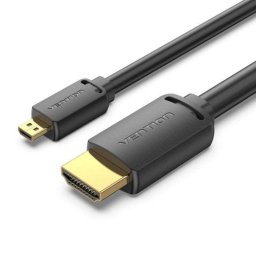 Cable Micro HDMI Vention AGIBI 3m 4K60Hz HDMI Macho-Micro HDMI Macho Chapado en Oro Negro