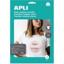 Papel Transfer Camisetas Apli 4128 A4 10 Hojas Prendas Blancas Algodón