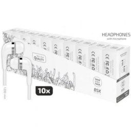 Auriculares Tech One con cable Jack 3.5 mm pack 10 unidades micrófono blancos