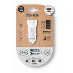 Cargador de coche Tech One Tech TEC2813 38W USB-C Power Delivery Quick Charge
