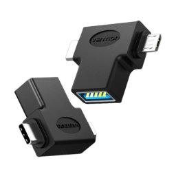 Adaptador USB 3.0 Vention CCVBB/ CDIB0 USB Tipo-C Macho - MicroUSB Macho 5Gbps Negro