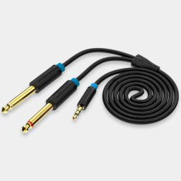 Cable audio Vention BACBG 3.5mm macho a 2x6.35mm macho 1.5m negro cobre estañado chapado oro
