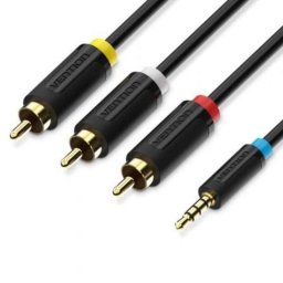 Cable estéreo Vention BCCBG Jack 2.5 macho a 3 x RCA macho 1.5m negro