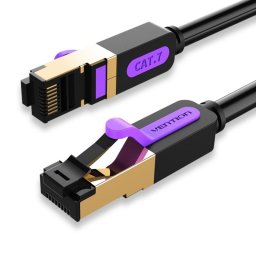 Cable de red Vention ICDBD Cat7 0,5m S/FTP 10Gbps AWG28 Chapado en oro Negro