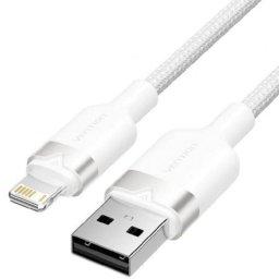 Cable USB Lightning Vention LANWF 1m Blanco 480Mbps Algodón trenzado 2.4A
