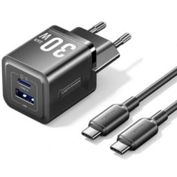 Cargador de pared GaN Vention TZ-FEQB0-EU-01 2 Puertos USB-C + USB-A 30W Cable USB-C