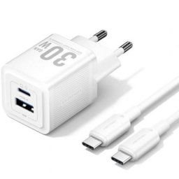 Cargador de Pared GaN Vention TZ-FEQW0-EU-01 30W 2 Puertos USB-C USB-A con Cable USB-C