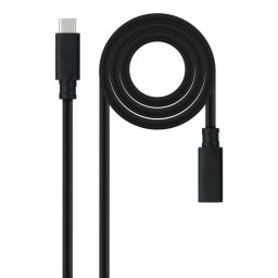 Cable USB-C Nanocable 10.01.4500 3.2 Gen2x2 20Gbps 100W 0.5m Macho-Hembra Negro