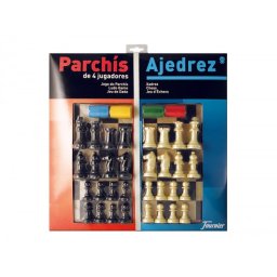 Parchis con ajedrez tablero grande 4 jugadores 41x40x4,8 cm