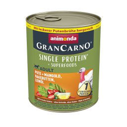 animonda GranCarno Superfoods Adult 6 x 800 g - Pavo con acelgas, escaramujo, aceite de linaza