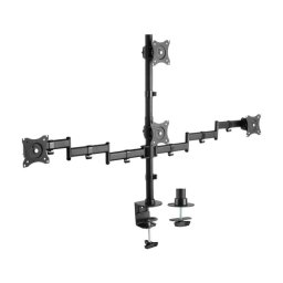 Soporte de monitor AISENS DT27TSR-379 para 4 monitores 13-27" giratorio, inclinable, VESA 100x100mm, 8kg por brazo, acero, negro
