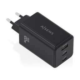 Cargador GaN AISENS ASCH-100W3P052-BK 100W 2x USB-C PD3.0 QC4.0 QC5.0 1x USB-A QC3.0 Negro