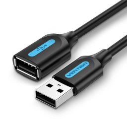 Cable USB Extensión Vention CBIBF 1m USB 2.0 Macho a Hembra 480Mbps Negro