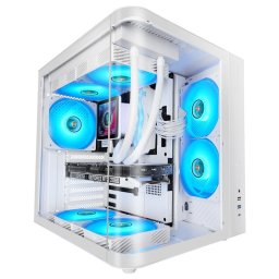 Mars Gaming MC-CURV Caja Gaming Atx Triple Cristal Templado Curvado Doble Cámara USB-C Blanco