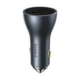 Cargador de coche Universal 65W GaN, 2 USB-C, 1 USB, carga rápida, sobrevoltaje, negro