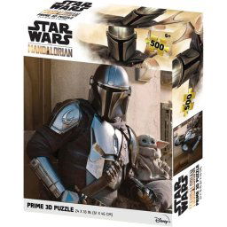 Prime 3D Puzzle Lenticular The Mandalorian Grogu y Mando 500 Piezas