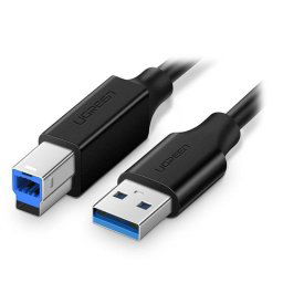 Cable USB Ugreen 10372 2m USB A USB B 5Gb/s Chapado en Oro Negro