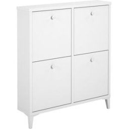 Meka Block Zapatero Melamina Fondo Reducido 4 Trampones - 8 Pares. Blanco