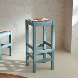 Taburete alto de cocina de madera Ronda. Verde Agua
