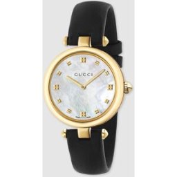 Gucci Reloj de mujer Diamantissima YA141404 de piel negro. Negro