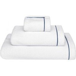 Graccioza Toalla de baño algodón Continental . Blanco / Azul marino Tocador