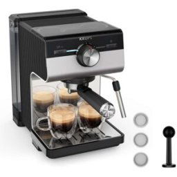 Krups Cafetera espresso manual XP384 Authentic 15 bares de presión y 2L de capacidad. Negro