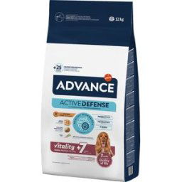 Advance Pienso para perros senior +7 años Vitality Medium pollo y arroz. 12 Kg