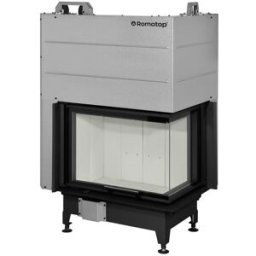 ROMOTOP Chimenea Leña Heat E2G81/40 Esquinera Derecha. Negro / Gris