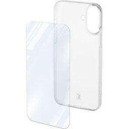Cellular Line Kit de funda + protecor de cristal Cellularline para iPhone 16 Plus. Transparente