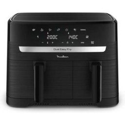 Moulinex Freidora de aire sin aceite Dual Easy Fry EZ901N Capacidad 8,3L. Negro
