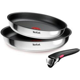 Tefal Set de 2 piezas acero inoxidable + mango extraíble Ingenio . Metálico