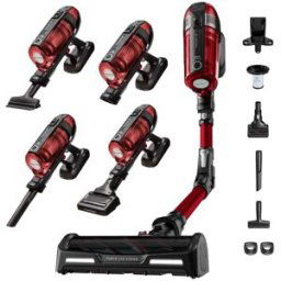 Rowenta Aspirador de escoba flexible RH98A X-Force Flex 12.60 Animal Care 150 airwatts con accesorios. Rojo