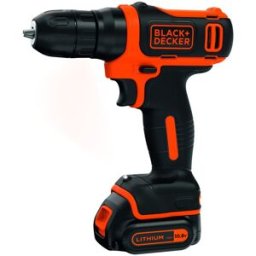 Black & Decker Taladro Atornillador 10,8V BLACK + DECKER sin ajuste de par con 1 batería 1,5Ah de Lítio y cargador 2A - BDCD12. Naranja / Negro