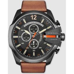 Diesel Reloj de hombre DZ4343 Mega Chief de piel. Negro