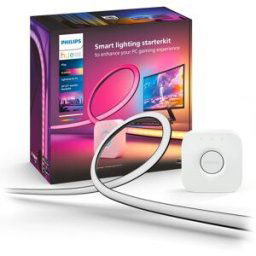 Philips Kit de inicio Tira de luces LED Hue Play Gradient para PC - 24-27' + Hue Bridge. Blanco