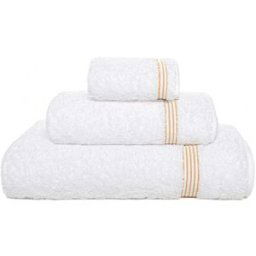 Graccioza Toalla de baño algodón Bourdon . Blanco / Dorado Ducha
