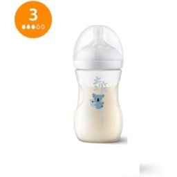 Philips Biberón 260ml Natural Response, Tetina flujo 3 medio, diseño jirafa. Azul niño