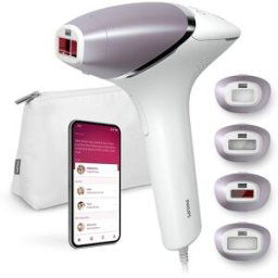 Philips Depiladora IPL Lumea Serie 8000, depilación permanente, luz pulsada, 4 cabezales, cara y cuerpo, sensor de piel inteligente. Blanco